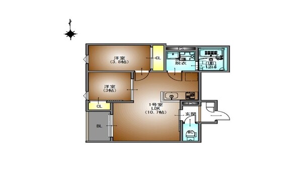 平安通駅 徒歩10分 2階の物件間取画像